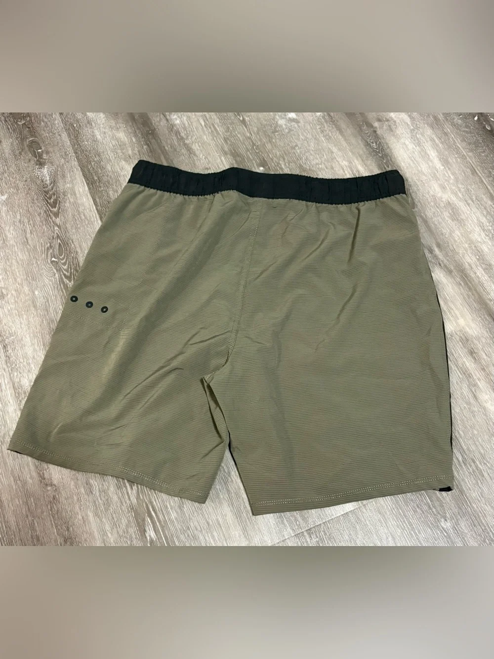 Vuori Olive Green Athletic Drawstring Shorts with Black Trim